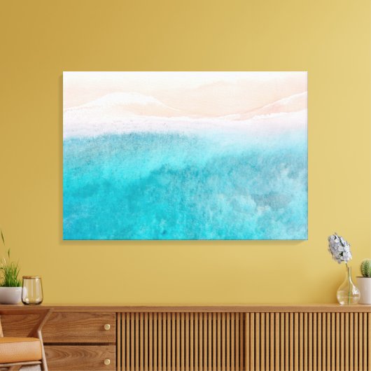 Abstracte Waterverf oceaan Canvas Afdruk (Insitu (Woonkamer))