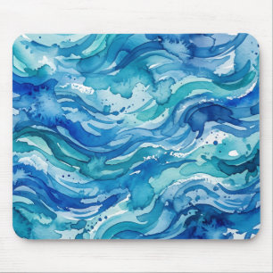 Abstracte Waterverf Oceaan Golven Muismat