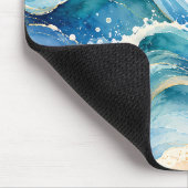 Abstracte waterverf oceaangolven muismat (Hoek)