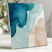 Abstracte Waterverf Ocean Blue en Sand Tegeltje