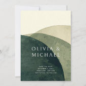 Abstracte Waterverf Olijfgroene foto bruiloft Save The Date (Voorkant)