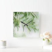 Abstracte Waterverf Olive Branch Vierkante Klok (Huis)