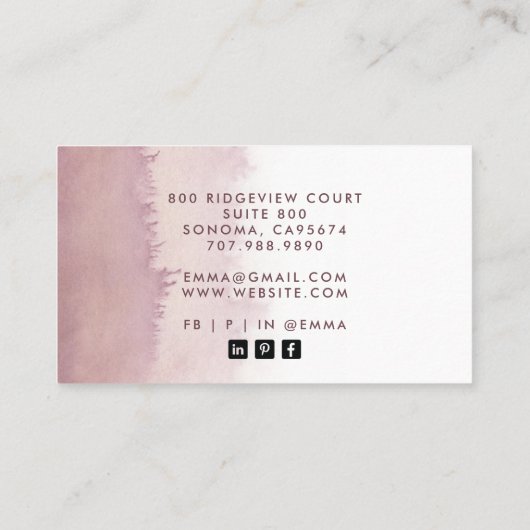 Abstracte Waterverf Ombre make-up artiest Dusty Ro Visitekaartje (Achterkant)