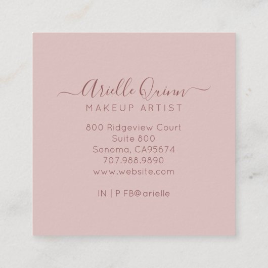 Abstracte Waterverf Ombre Stoffige Roze Make-up Ar Vierkante Visitekaartje (Achterkant)