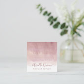 Abstracte Waterverf Ombre Stoffige Roze Make-up Ar Vierkante Visitekaartje (Staand voorkant)