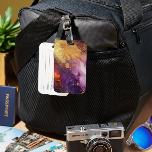 Abstracte Waterverf ontworpen Bagagelabel (Voorkant & Achterkant)