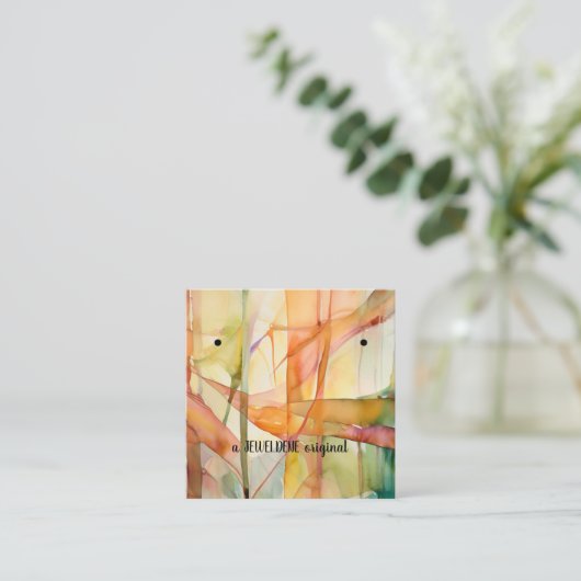 Abstracte Waterverf Oorbellen Display Kaart Vierkante Visitekaartje (Staand voorkant)