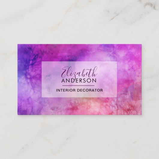 Abstracte Waterverf Paarse Mode Trendy Modern Visitekaartje (Voorkant)
