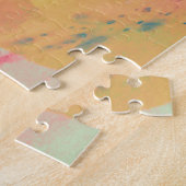 Abstracte Waterverf Paarse roze gele plons Legpuzzel (Zijkant)