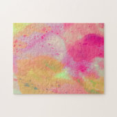 Abstracte Waterverf Paarse roze gele plons Legpuzzel (Horizontaal)