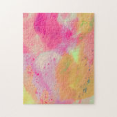 Abstracte Waterverf Paarse roze gele plons Legpuzzel (Verticaal)