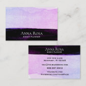 *~* Abstracte Waterverf Paarse zwarte lavendel roz Visitekaartje (Voorkant / Achterkant)