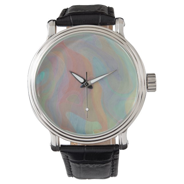 Abstracte Waterverf pasta Horloge (Voorkant)