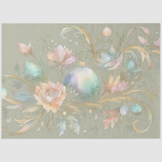 Abstracte Waterverf Pastel Christmas Design Tissuepapier (Voorkant)