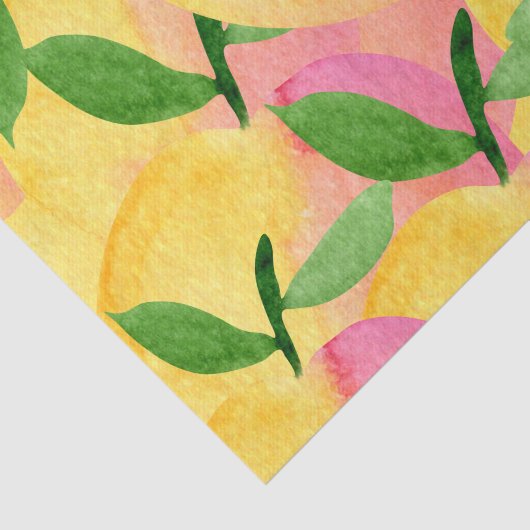 Abstracte Waterverf Peach Fruit Tissuepapier (Detail)