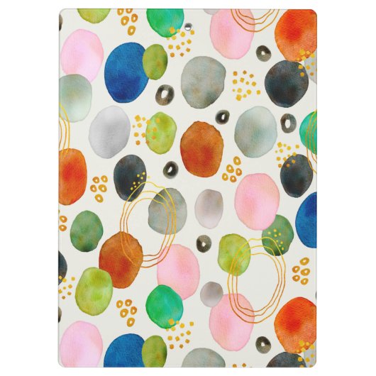 Abstracte Waterverf Pebble Gold Glitter Art Klembord (Achterkant)