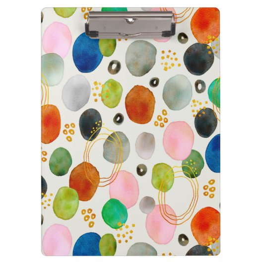 Abstracte Waterverf Pebble Gold Glitter Art Klembord (Voorkant)