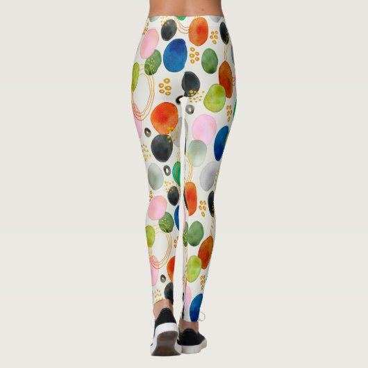 Abstracte Waterverf Pebble Gold Glitter Art Leggings (Achterkant)