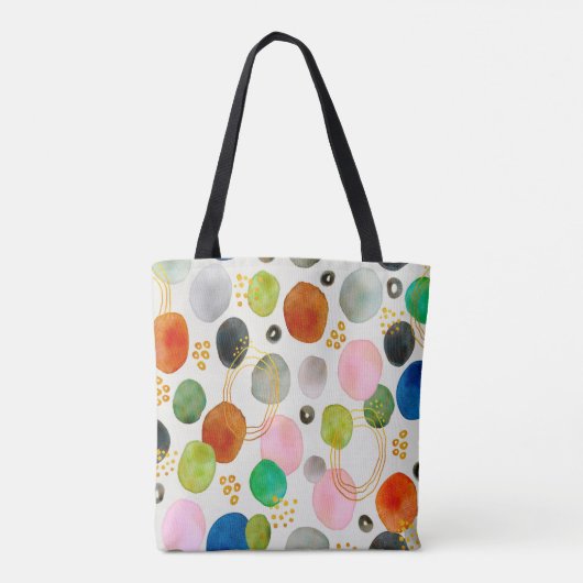 Abstracte Waterverf Pebble Gold Glitter Art + Naam Tote Bag (Achterkant)