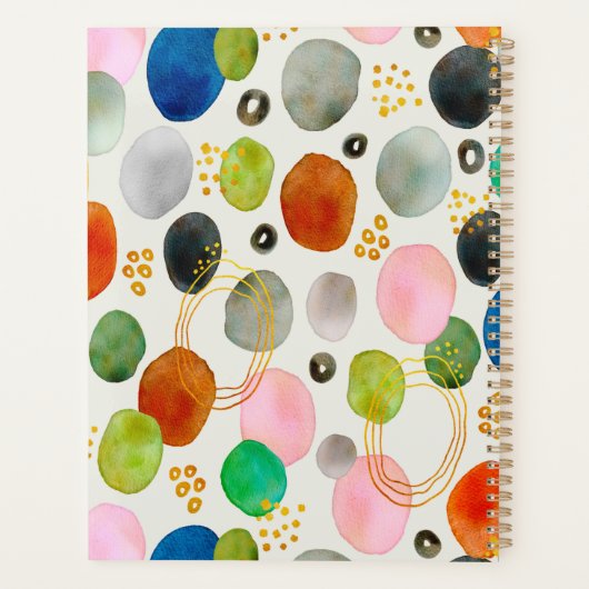 Abstracte Waterverf Pebble Gold Glitter Art Planner (Achterkant)