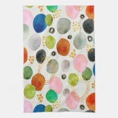 Abstracte Waterverf Pebble Gold Glitter Art Theedoek (Verticaal)