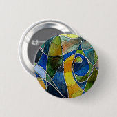 Abstracte Waterverf Pen & Inkt Ronde Button 5,7 Cm (Voorkant /achterkant)