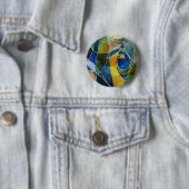 Abstracte Waterverf Pen & Inkt Ronde Button 5,7 Cm (In situ)