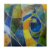 Abstracte Waterverf Pen & Inkt Tegeltje (Voorkant)