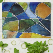 Abstracte Waterverf Pen & Inkt Theedoek (Gevouwen)