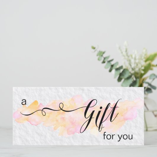 *~* Abstracte Waterverf perzikroze kaartje (Staand voorkant)