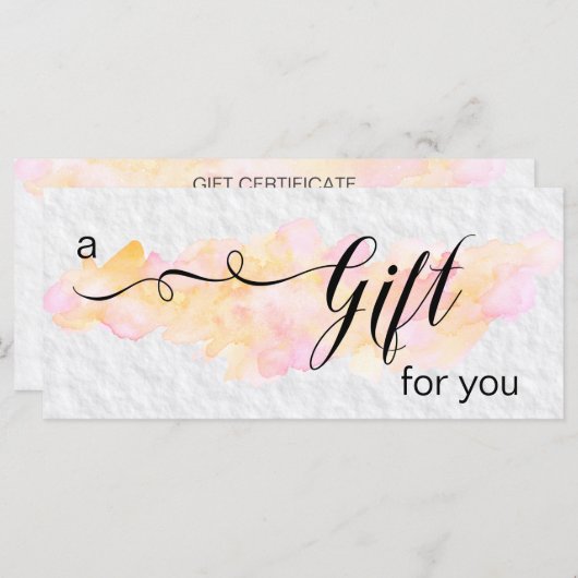 *~* Abstracte Waterverf perzikroze kaartje (Voorkant / Achterkant)