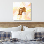 Abstracte Waterverf Perzikroze Unieke aangepaste f Canvas Afdruk (Insitu (Slaapkamer))