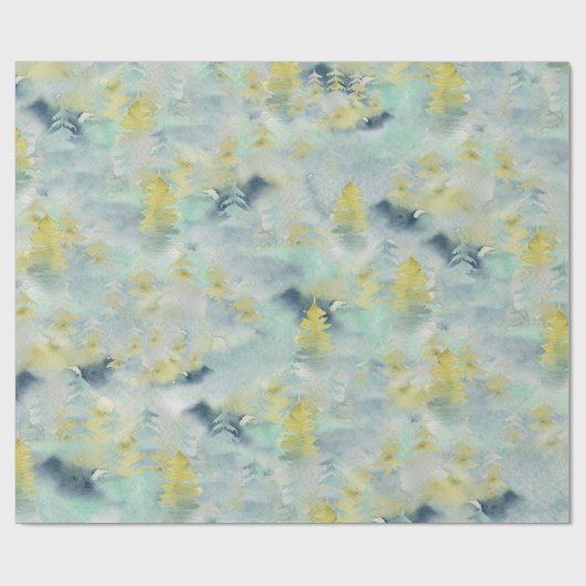 Abstracte Waterverf Pijnboombos Cadeaupapier (Vlak)