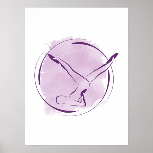 Abstracte Waterverf Pilates Pose T-Shirt Poster (Voorkant)