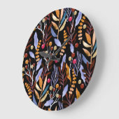 Abstracte Waterverf Planten Kruiden Patroon Grote Klok (Hoek)