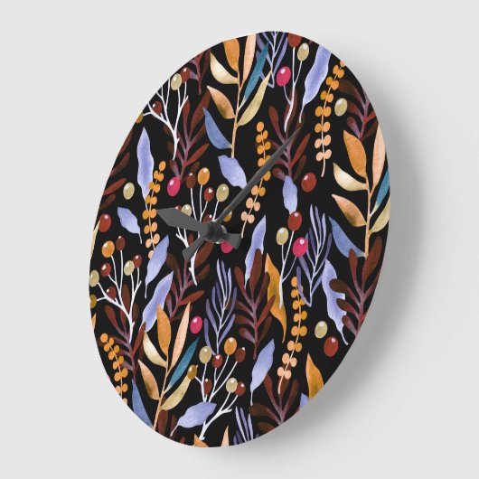 Abstracte Waterverf Planten Kruiden Patroon Grote Klok (Hoek)