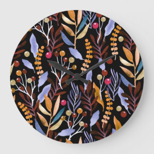 Abstracte Waterverf Planten Kruiden Patroon Grote Klok