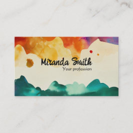 Abstracte Waterverf QR Code Custom Visitekaartje