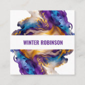 Abstracte waterverf QR-code Vierkante Visitekaartje (Voorkant)