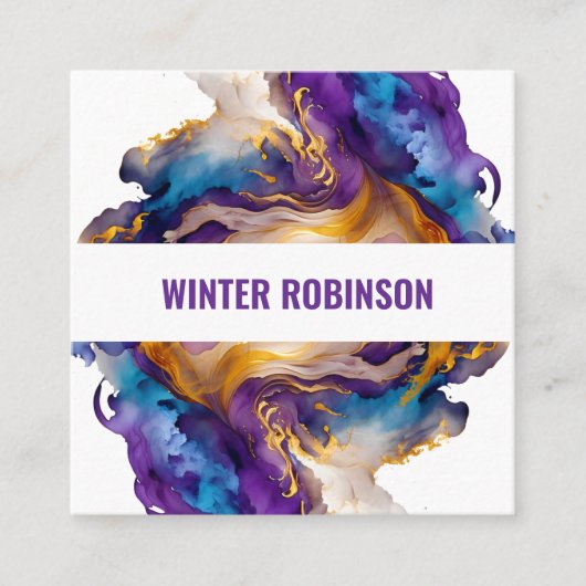 Abstracte waterverf QR-code Vierkante Visitekaartje (Voorkant)