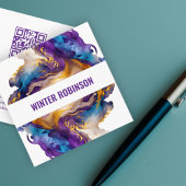 Abstracte waterverf QR-code Vierkante Visitekaartje