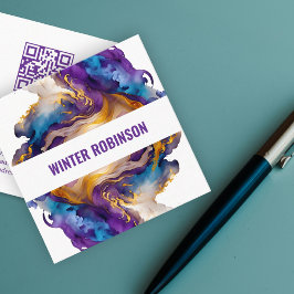 Abstracte waterverf QR-code Vierkante Visitekaartje