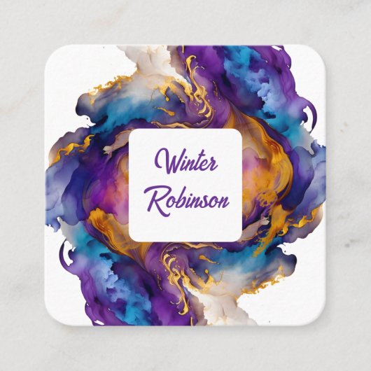 Abstracte waterverf QR-code Vierkante Visitekaartje (Voorkant)