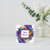 Abstracte waterverf QR-code Vierkante Visitekaartje (Staand voorkant)