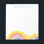 Abstracte Waterverf Rainbow Yellow Blue met naam Notitieblok<br><div class="desc">Gepersonaliseerde Abstracte Waterverf Rainbow Yellow Blue met naam Notitieblok</div>