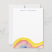 Abstracte Waterverf Rainbow Yellow Blue met naam Notitiekaartje (Voorkant)