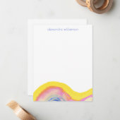 Abstracte Waterverf Rainbow Yellow Blue met naam Notitiekaartje (Voorkant / Achterkant in situ)