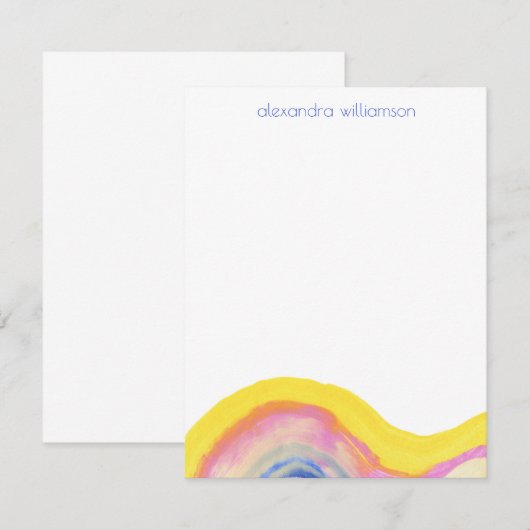 Abstracte Waterverf Rainbow Yellow Blue met naam Notitiekaartje (Voorkant / Achterkant)