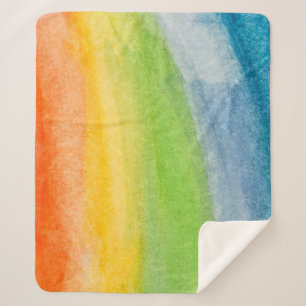 Abstracte waterverf regenboogkleuren achtergrond sherpa deken