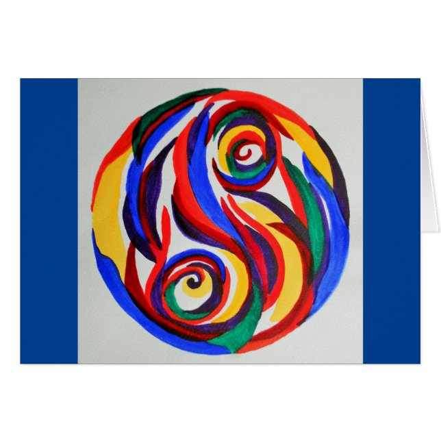 Abstracte waterverf regenboogyin yang (Voorkant Horizontaal)